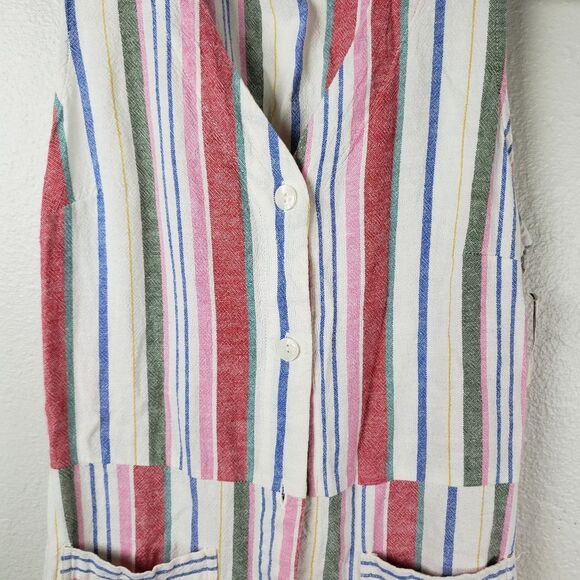 Women's Old Navy Linen Blend Vertical Strip Summer Spring Button Up Dress XS - Picture 5 of 11